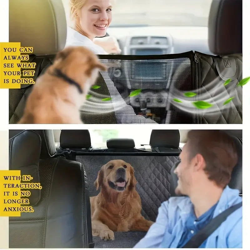 Dog Back-Seat Hammock Cover with Mesh Window
