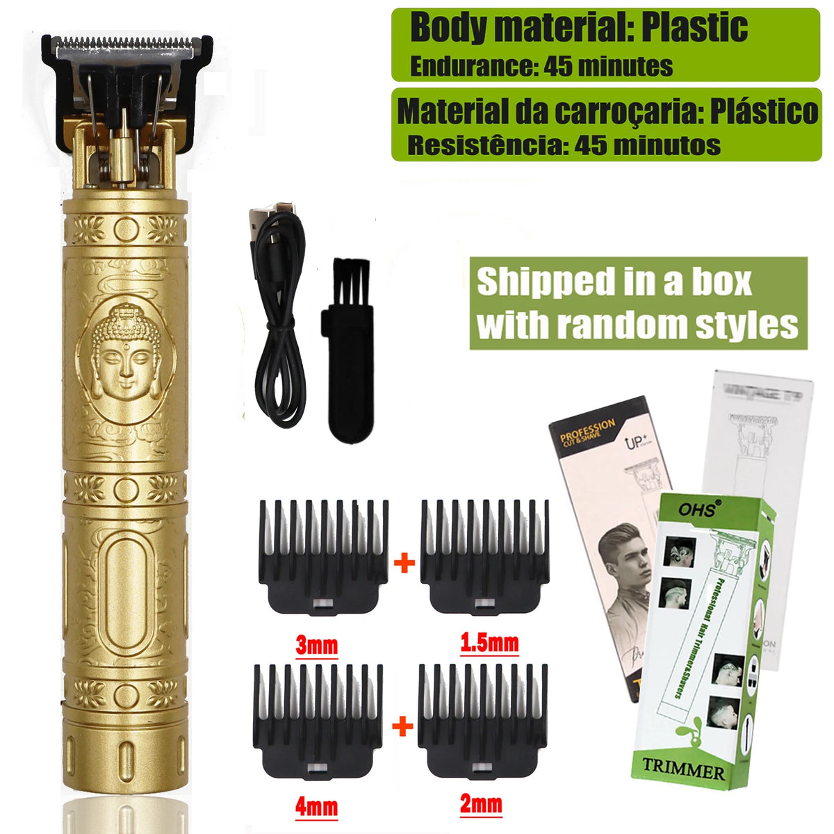 OHS T9 Rechargeable Hair & Beard Detail Trimmer – Dragon & Buddha Styles