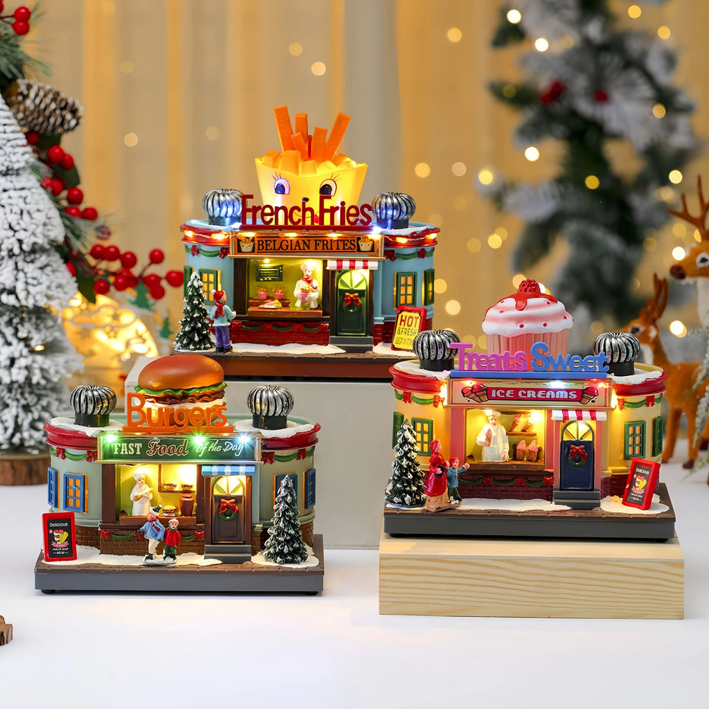 Light-Up Christmas Village Decorations – Shops & Santa House