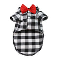Plaid Pet Shirt with Red Bow Tie – Three Colors, XS–4XL