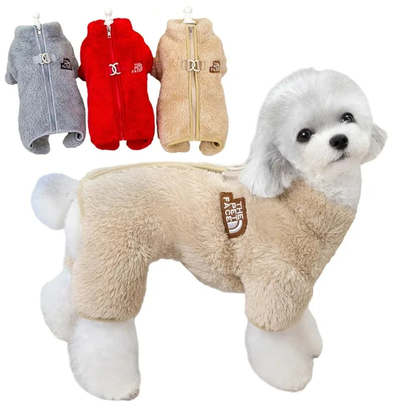 Plush-Texture Zip-Back Dog Jacket – S–XXL