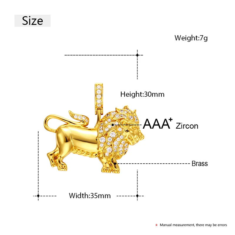 Lion Pendant Necklace with Rope Chain