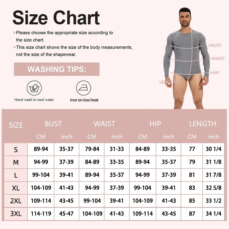Men's Long-Sleeve Knit Bodysuit with Snap Closure