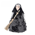 Halloween Tabletop Witch with Broom – Black or Orange