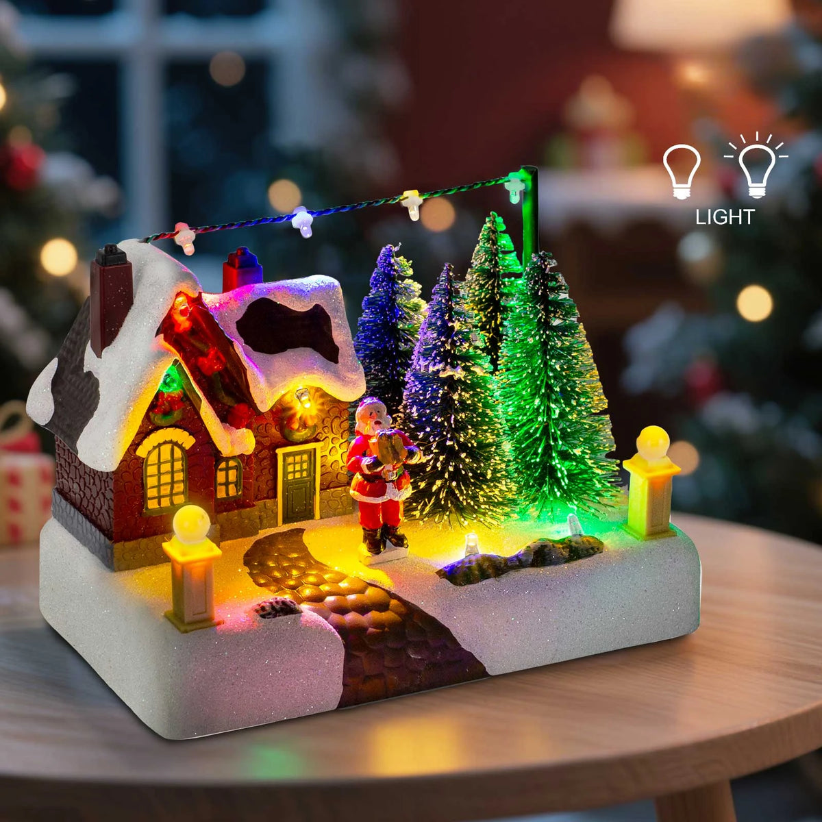 Light-Up Christmas Village House with Santa & Trees