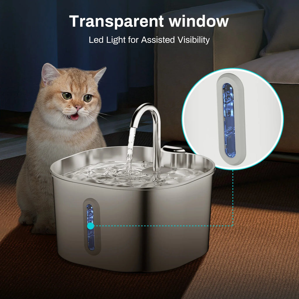 Stainless-Steel Pet Water Fountain – 2.2L