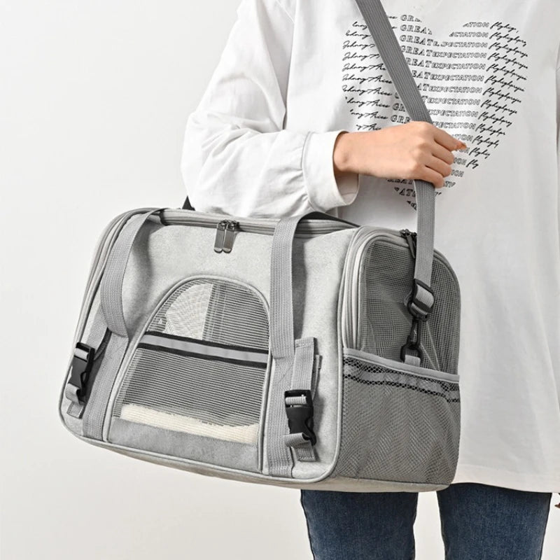 Soft-Sided Pet Carrier Bag with Mesh Panels