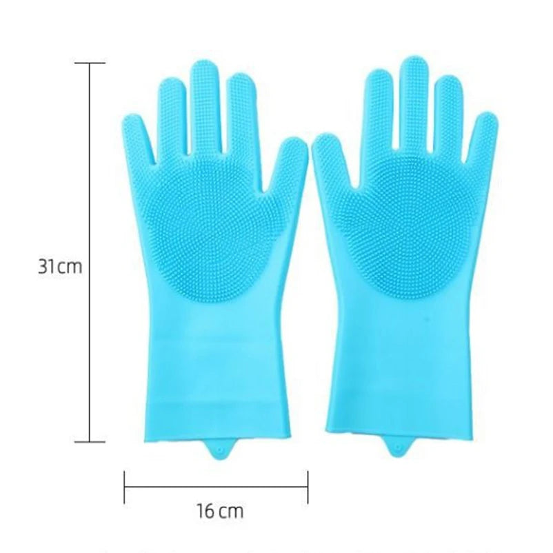 Silicone Pet Bath Gloves with Scrubbing Bristles