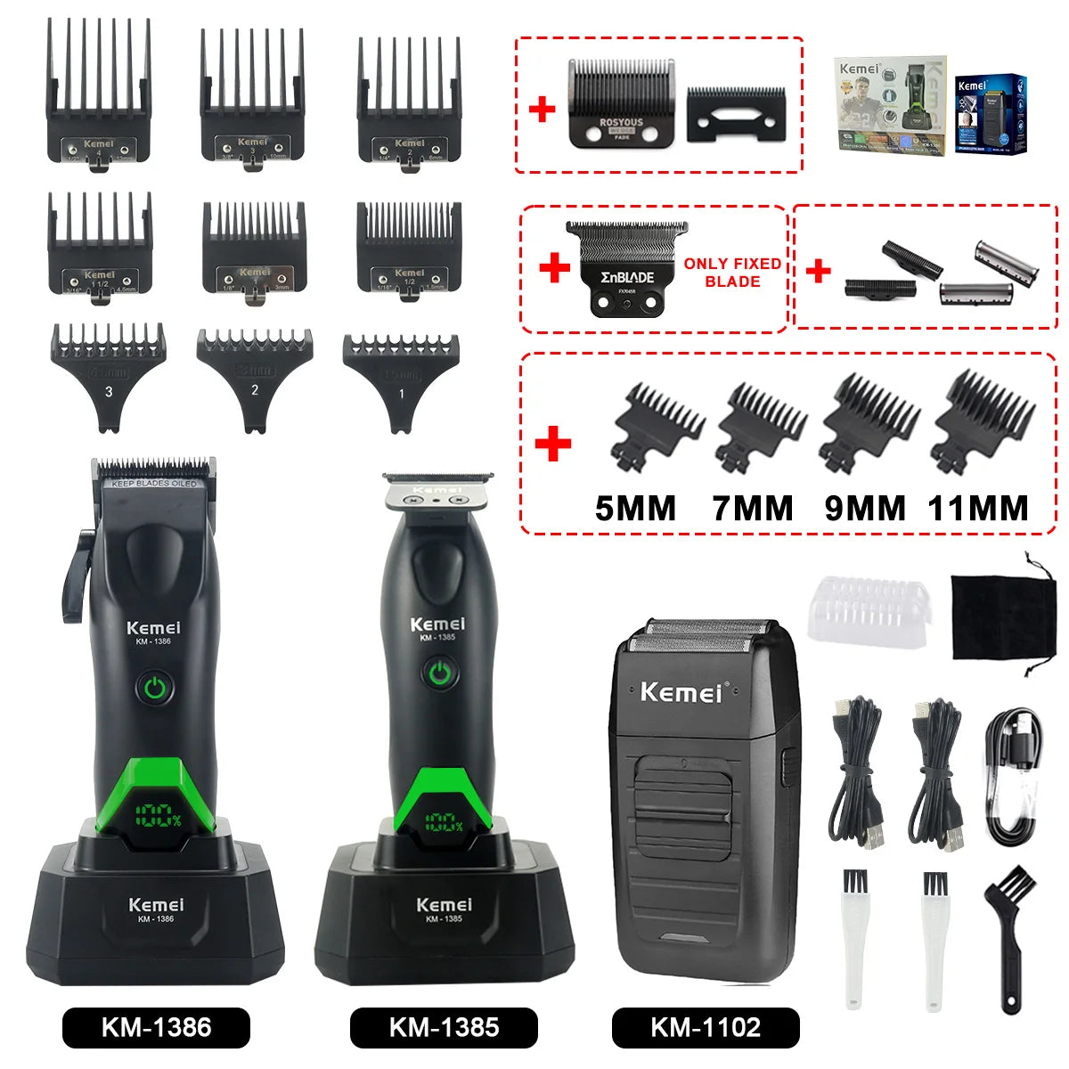Rechargeable Hair Clippers, Trimmers and Grooming Kit Options