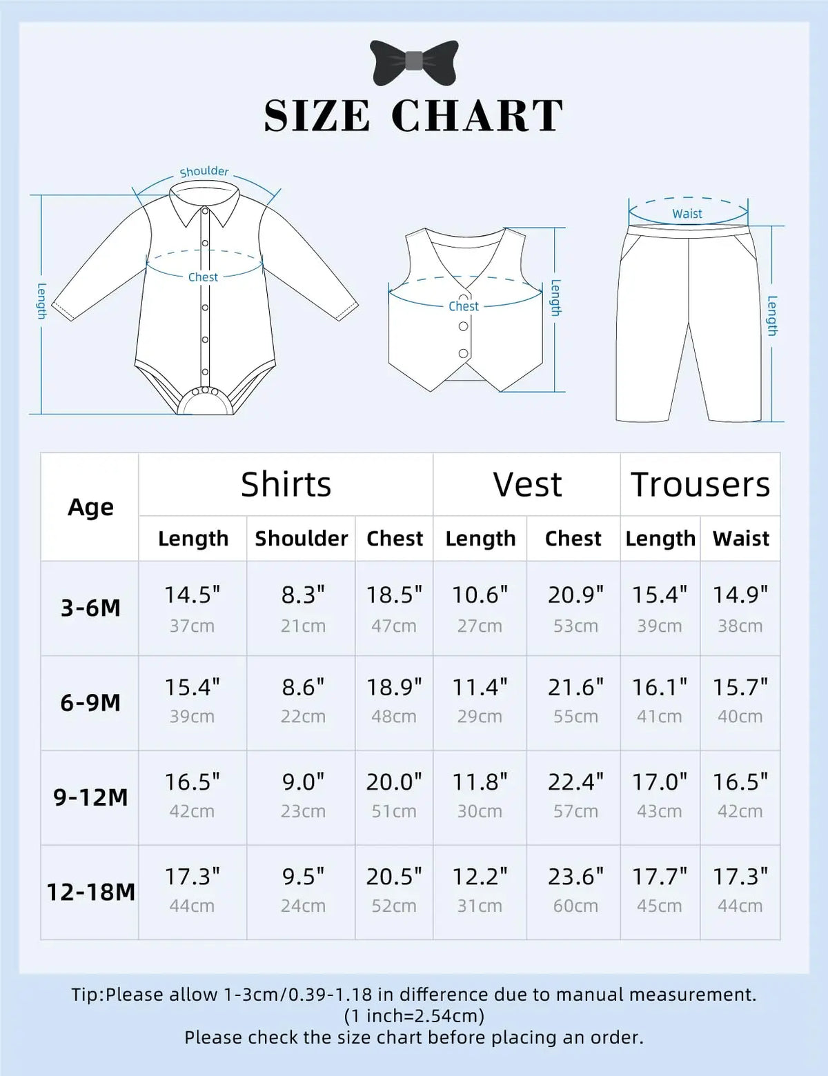 Baby Boys’ Formal Bodysuit, Vest & Trouser Set with Bow Tie – 3–18 Months