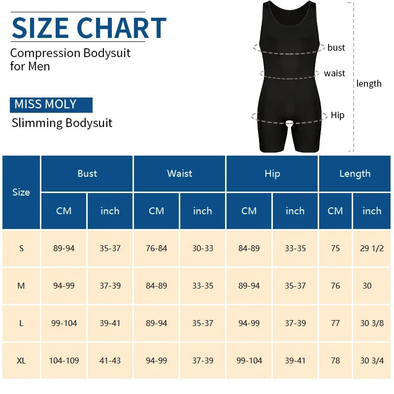 Men’s Sleeveless Shapewear Bodysuit – Black or Nude