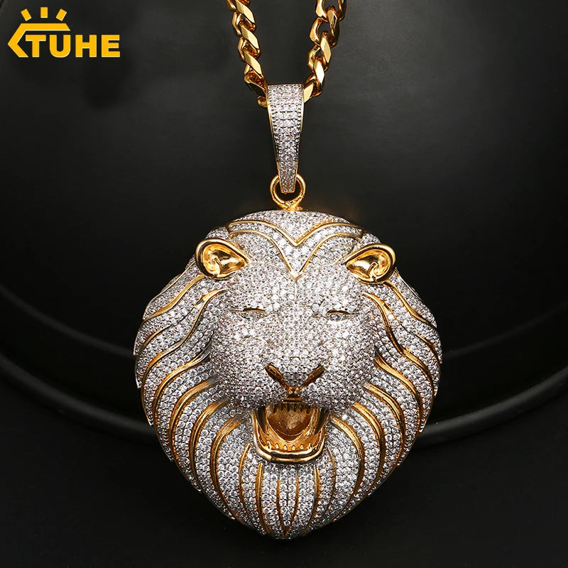 Lion Pendant Necklace with Rope Chain