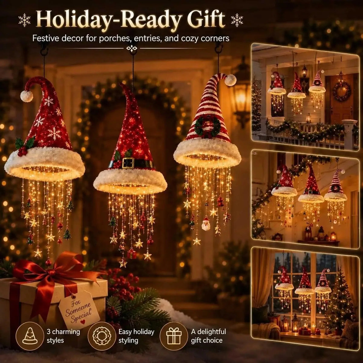 Santa Hat LED Hanging Decoration – Holiday Designs