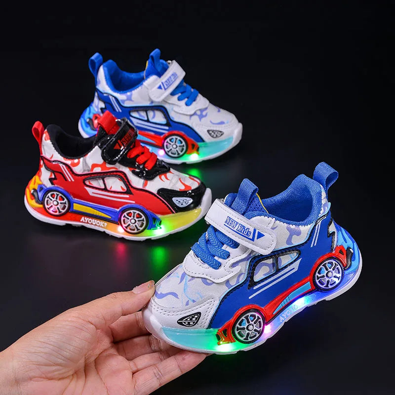 Kids’ LED Light-Up Sneakers with Hook-and-Loop Closure
