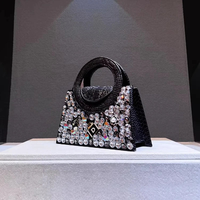 Women's Rhinestone Ring-Handle Evening Handbag