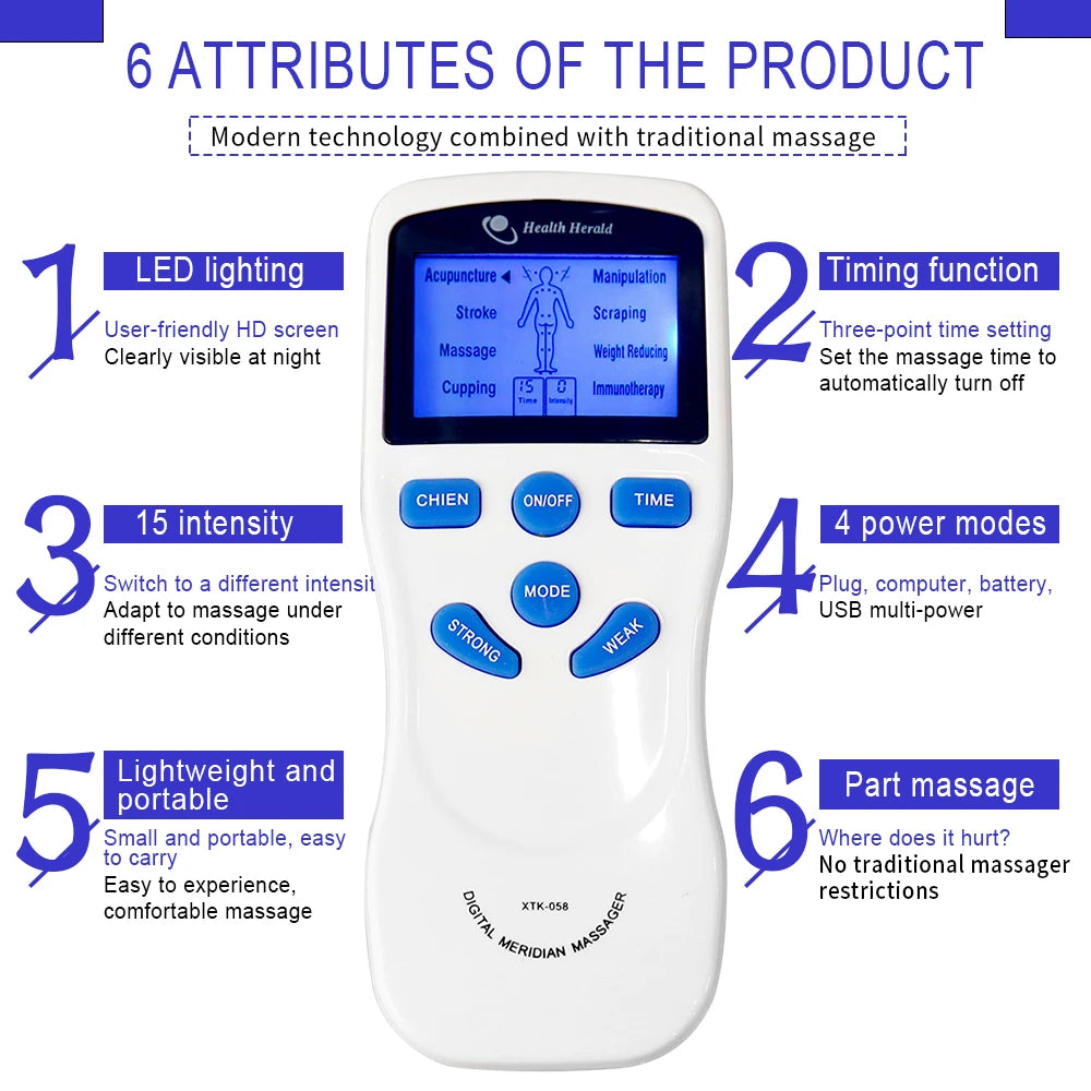8-Mode Dual-Channel Electronic Muscle Stimulator & Pad Options