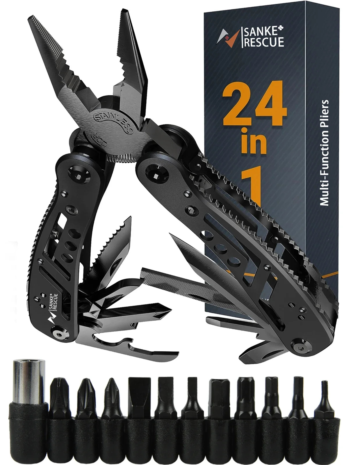 Sanke Rescue 24-in-1 Folding Multitool Pliers with Bit Set