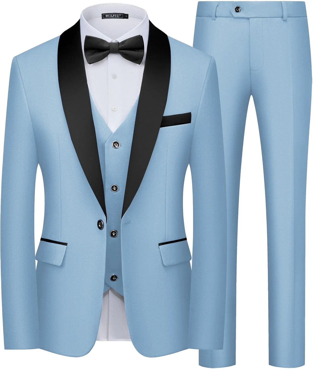 Men's 3 Piece Tuxedo Suit Set Shawl Lapel One Button Slim Fit Blazer Vest Pants Wedding Groom Prom Formal Party Business Outfit