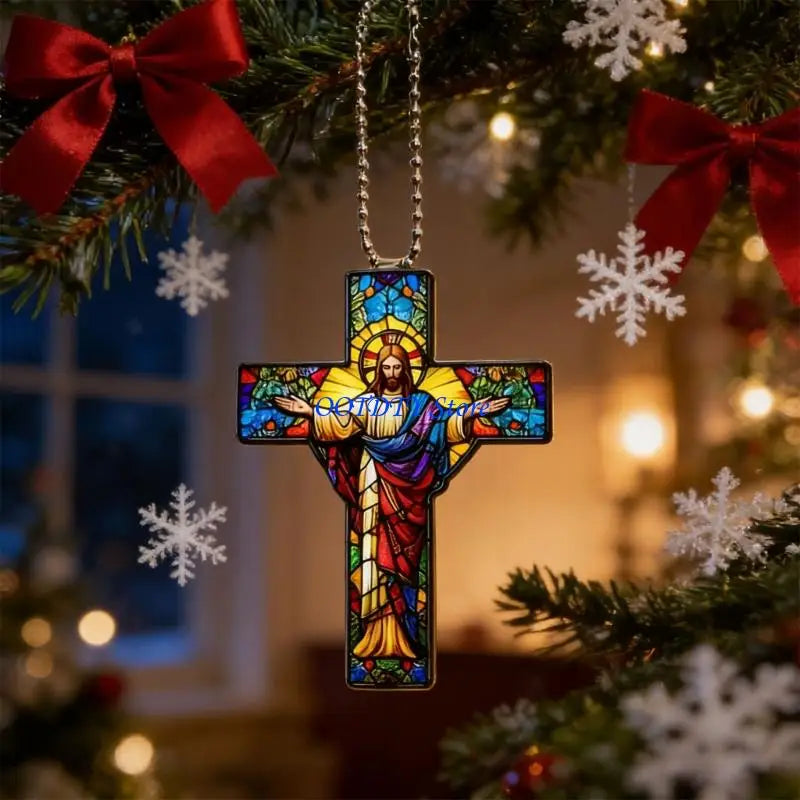 Acrylic Christian Cross Christmas Ornament