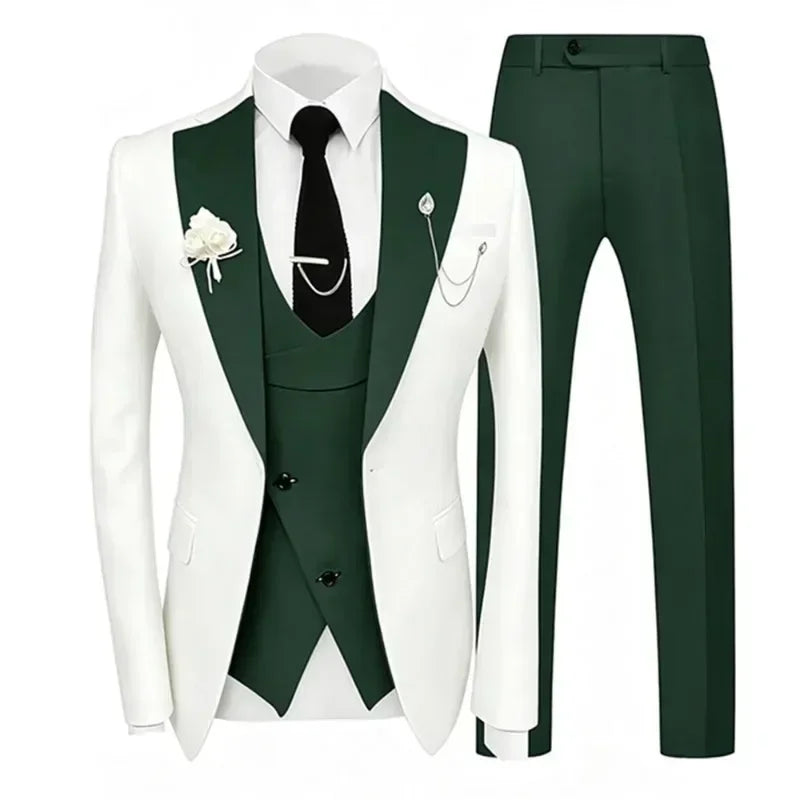 Formal Men's Suit 3 Piece Set Groom's Wedding Tuxedo Slim Fit Jacket Vest Pants Formal Party Dress Tailored Clothes Men Suits