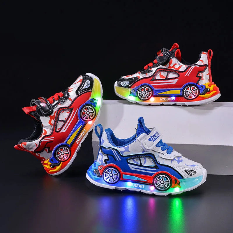Kids’ LED Light-Up Sneakers with Hook-and-Loop Closure