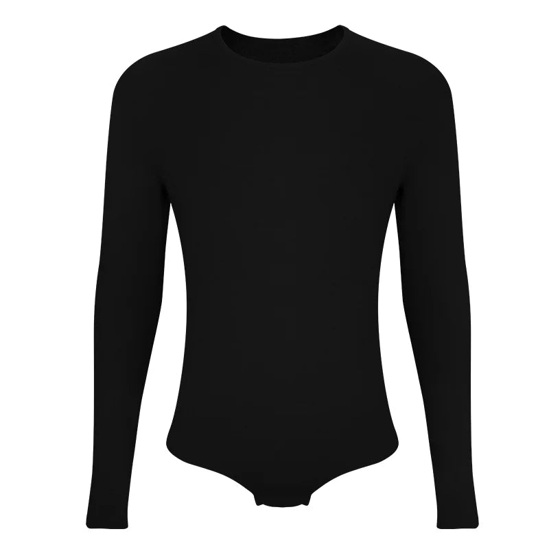 Men's Long-Sleeve Knit Bodysuit with Snap Closure