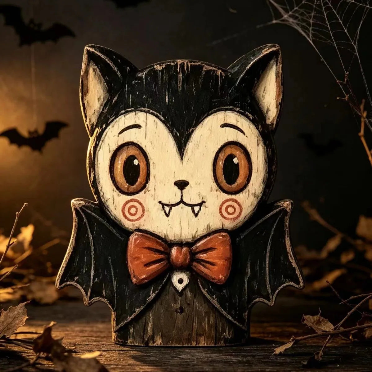 Wooden Halloween Tabletop Figures – Owl, Ghost, Pumpkin & Cat
