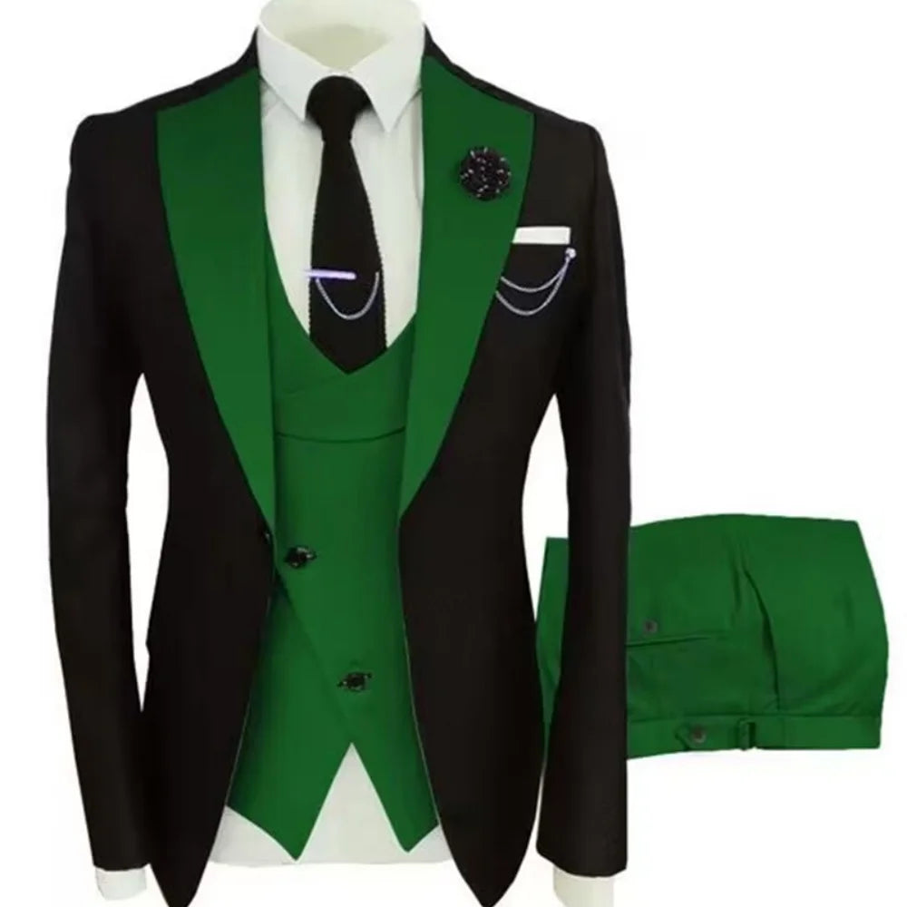 Men's Contrast-Lapel Formal Suit for Weddings & Prom