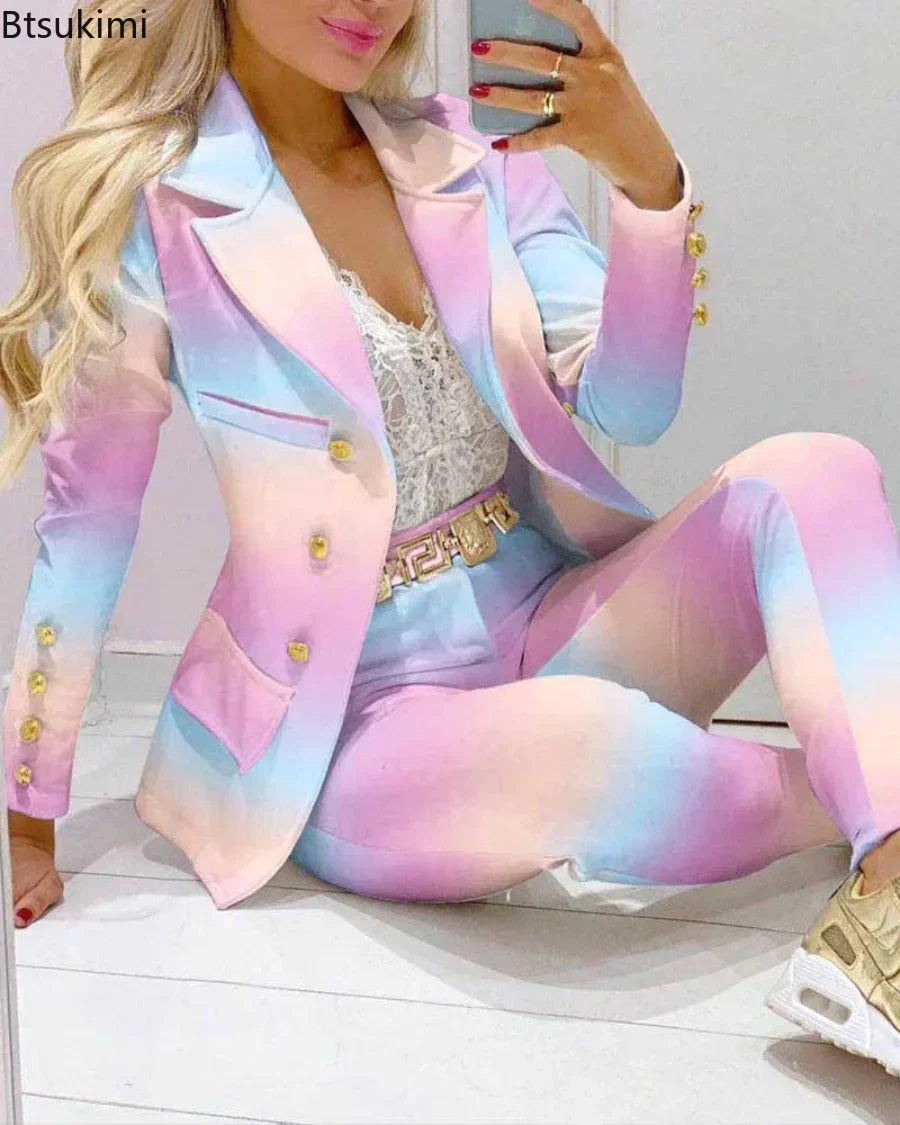 Women's Blazer & Pants Set – Solid & Printed Styles