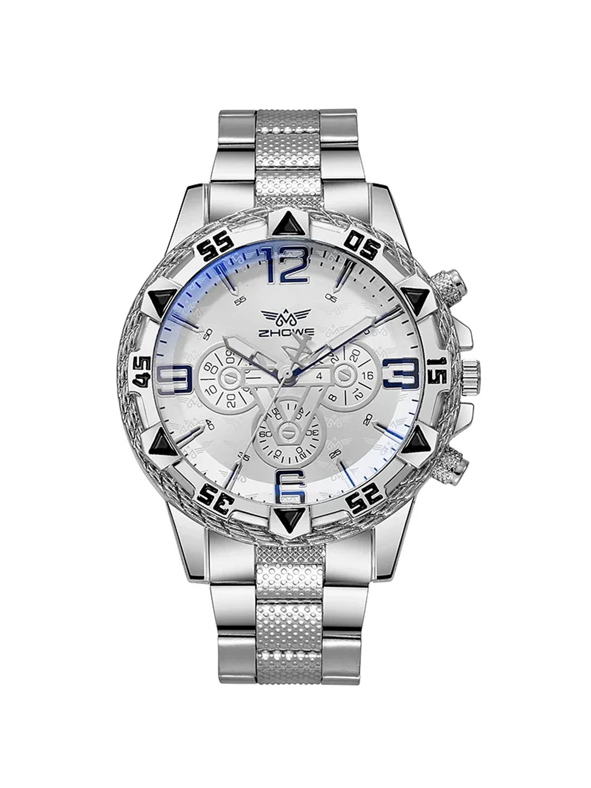 Round-Dial Quartz Watch with Alloy Bracelet