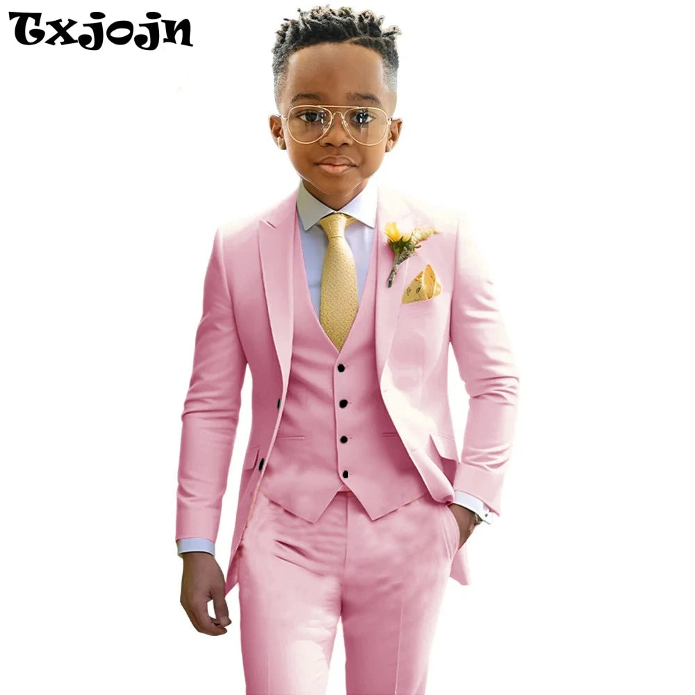 Boys’ 3-Piece Formal Suit Set – Jacket, Vest & Trousers, 2T–20T