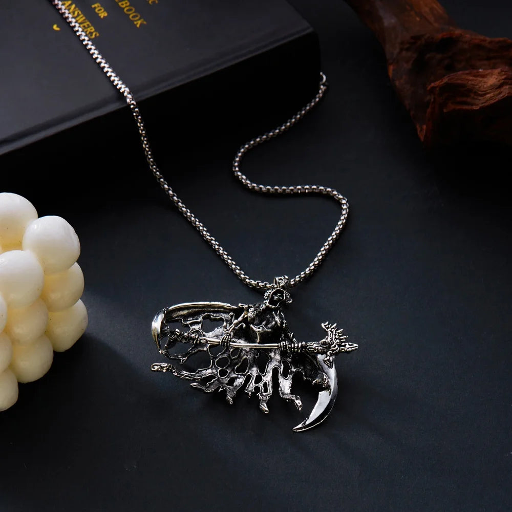 Gothic Grim Reaper Pendant Necklace – 60 cm Chain