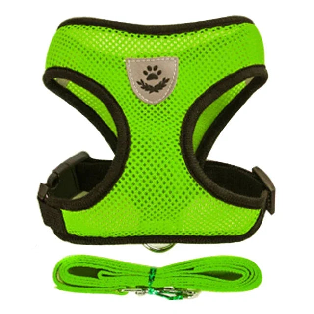 Adjustable Mesh Pet Harness & Leash – S to L