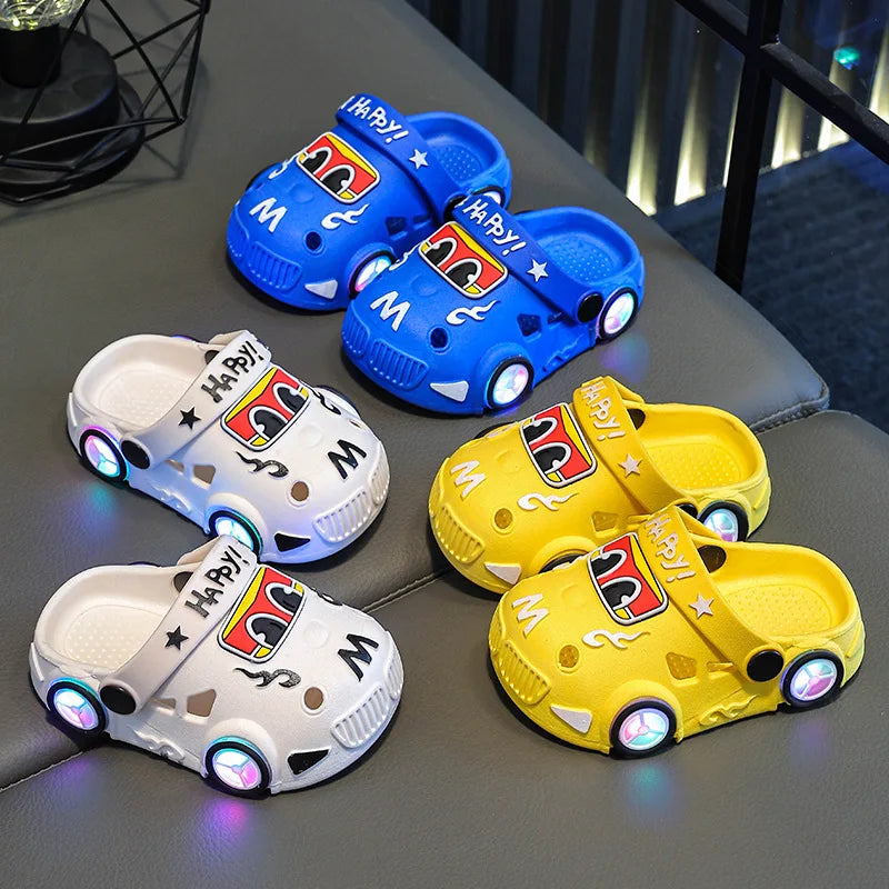 Kids’ Light-Up Car Clogs with Heel Strap