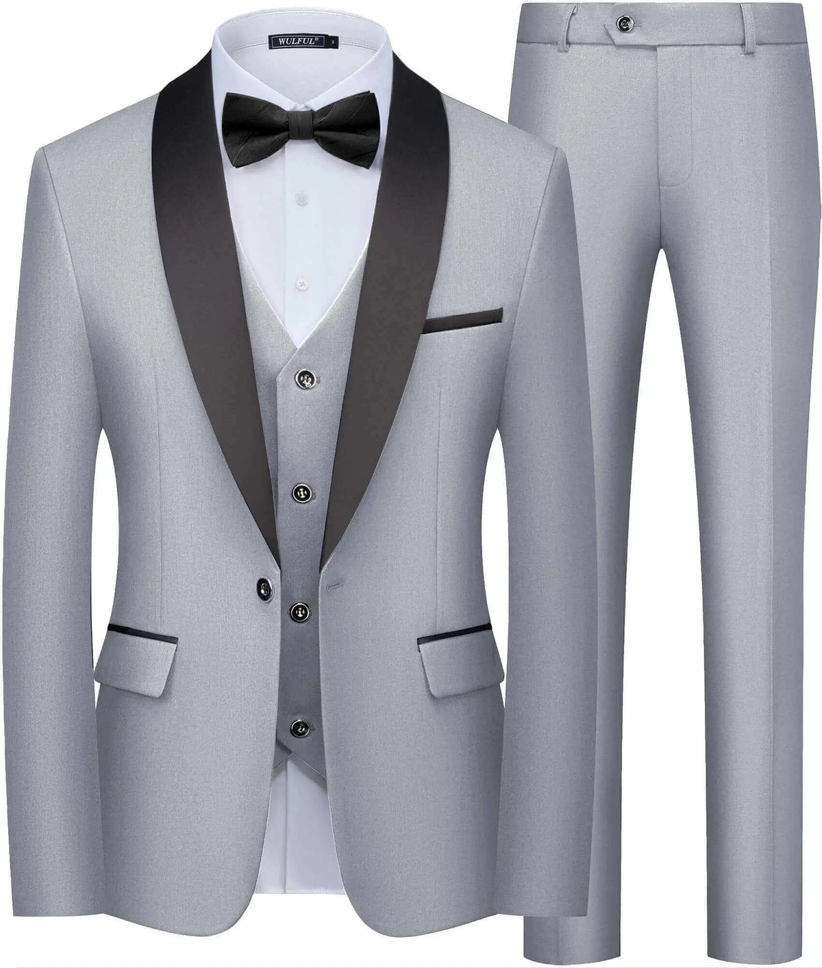Men's 3 Piece Tuxedo Suit Set Shawl Lapel One Button Slim Fit Blazer Vest Pants Wedding Groom Prom Formal Party Business Outfit