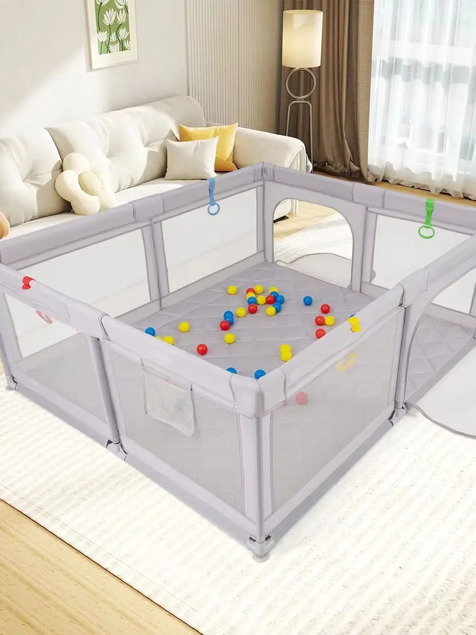 Mesh Baby Playpen with Zippered Access Doors