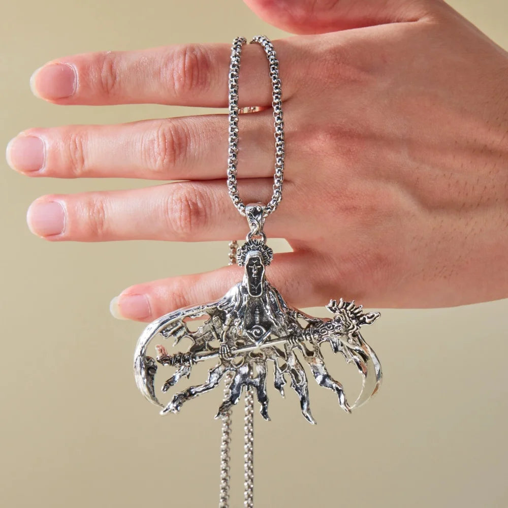 Gothic Grim Reaper Pendant Necklace – 60 cm Chain