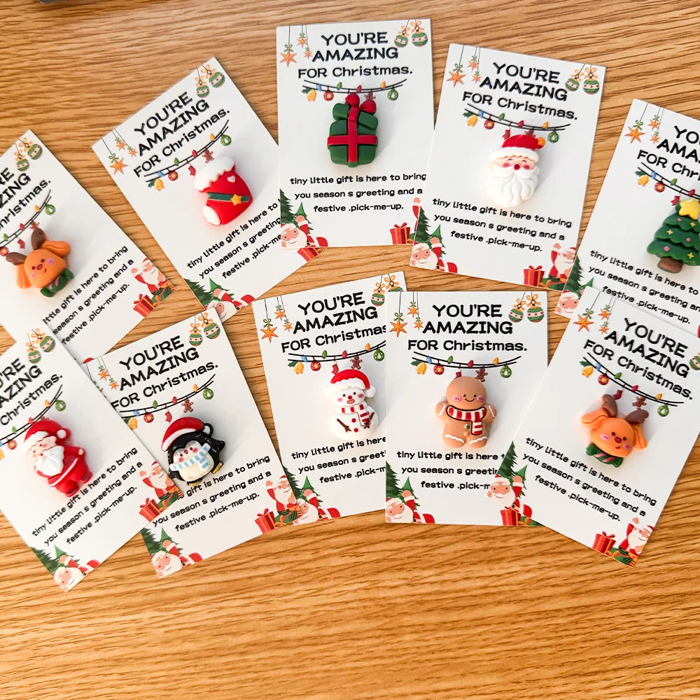 Christmas Mini Cards with Resin Charms – Assorted 10 or 40 Pack