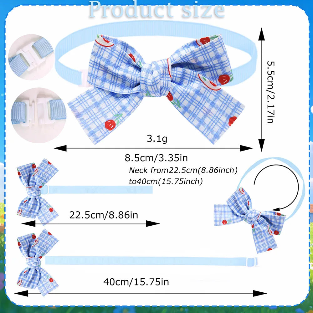 Blue Patterned Pet Bow Ties with Adjustable Straps