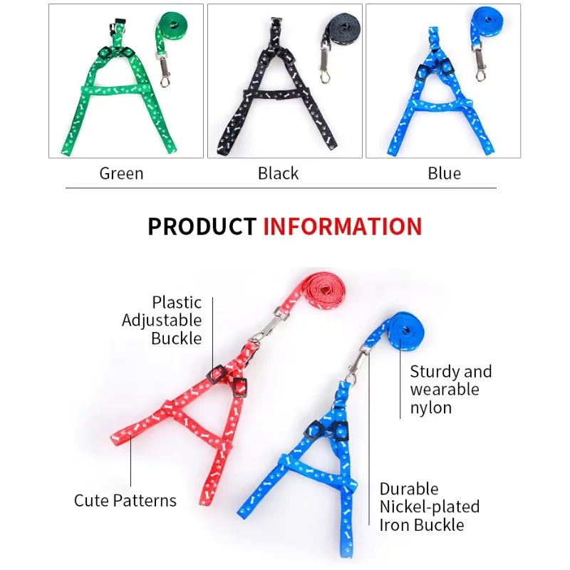 Patterned Small-Pet Harness & Leash Set