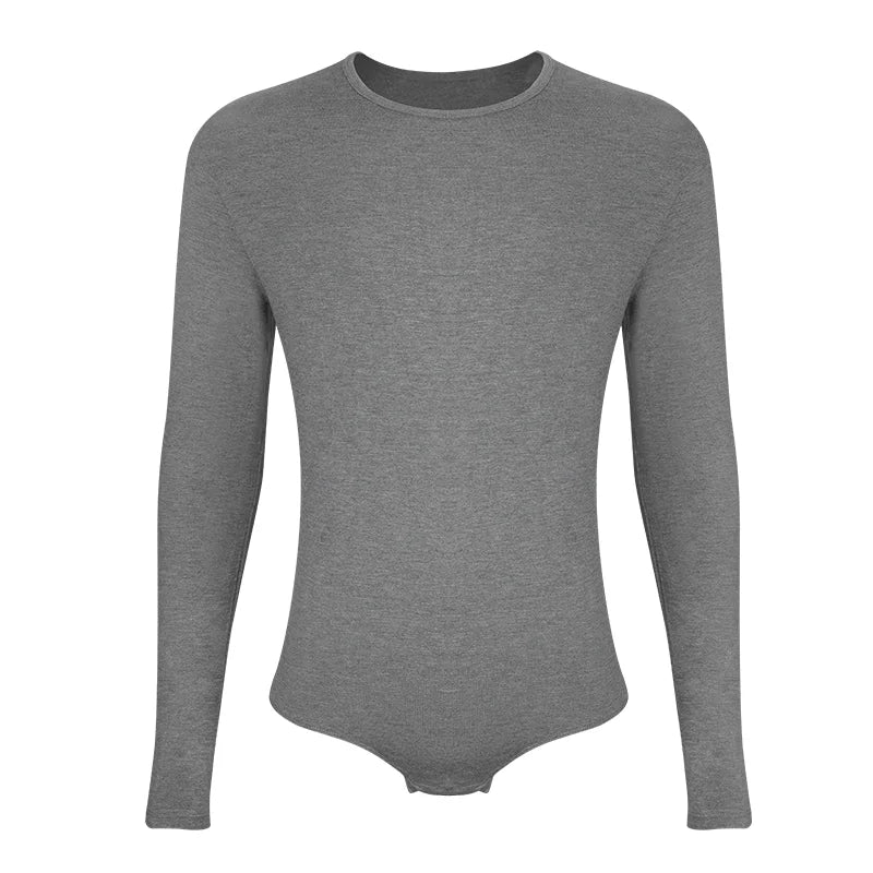 Men's Long-Sleeve Knit Bodysuit with Snap Closure