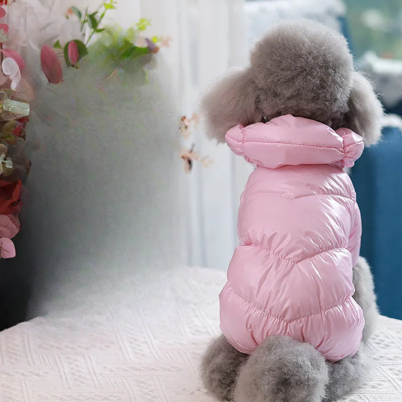 Quilted Four-Leg Dog Snowsuit with Stand Collar
