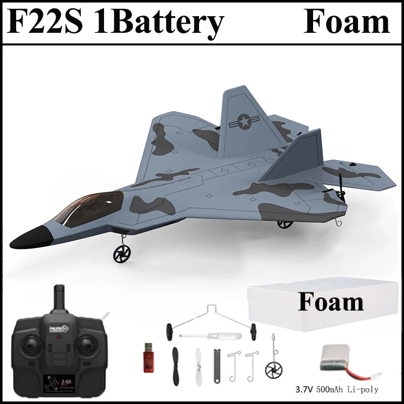 F22S Remote-Control Airplane – Gyro & LED Bundle Options