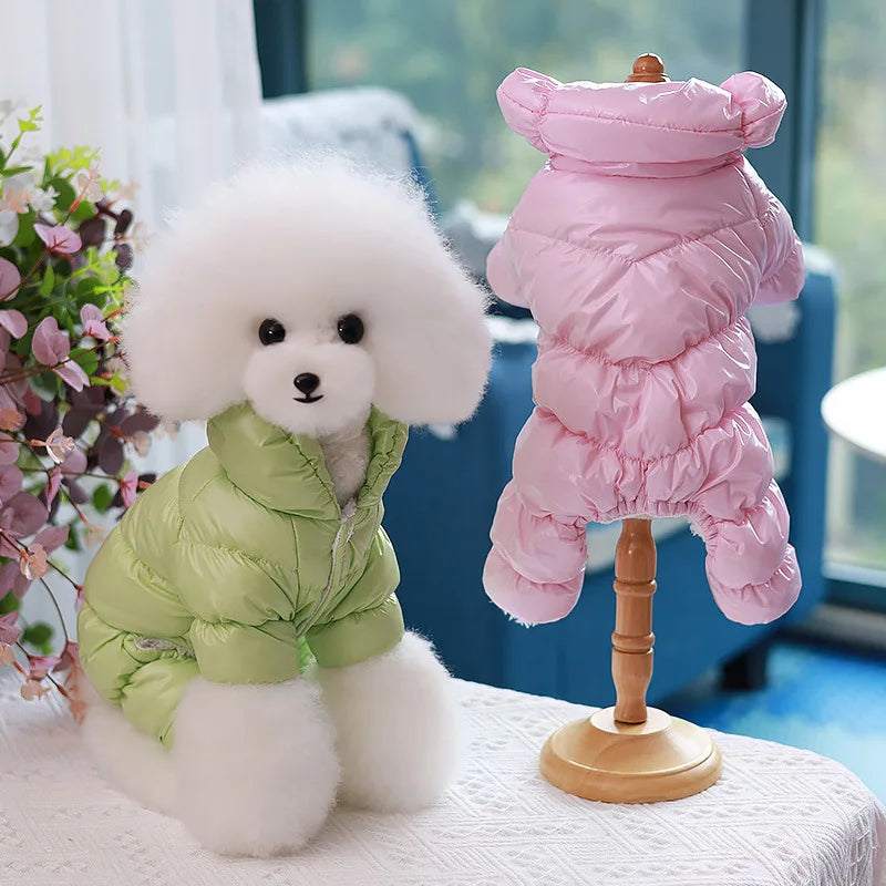 Quilted Four-Leg Dog Snowsuit with Stand Collar