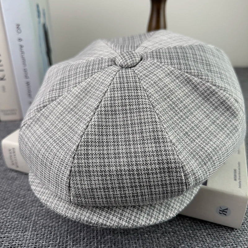 Unisex Textured Linen Newsboy Cap