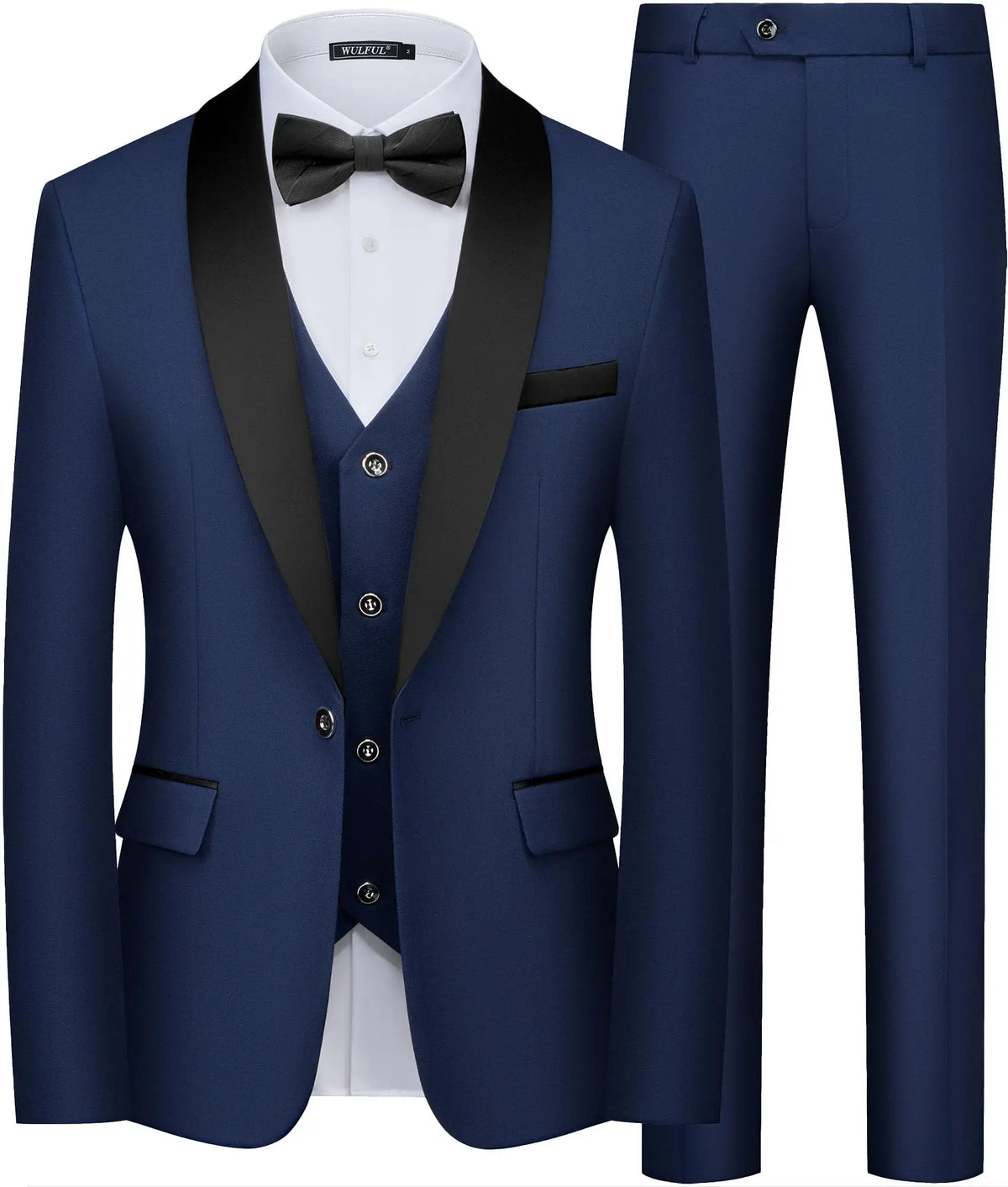 Men's 3 Piece Tuxedo Suit Set Shawl Lapel One Button Slim Fit Blazer Vest Pants Wedding Groom Prom Formal Party Business Outfit