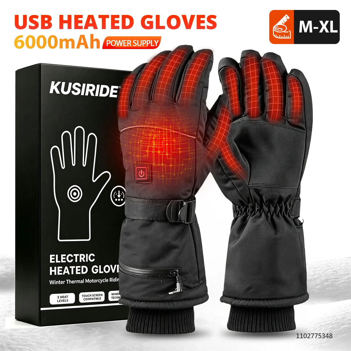 Rechargeable Heated Gloves with 3 Heat Settings