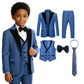Boys’ 5-Piece Formal Suit Set with Bow Tie & Necktie – 3T–14T