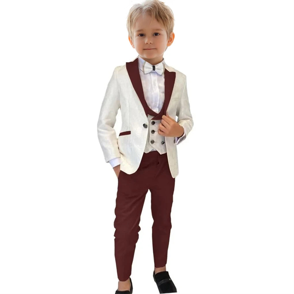 Boys' Paisley 3-Piece Suit Set with Jacket, Vest & Trousers