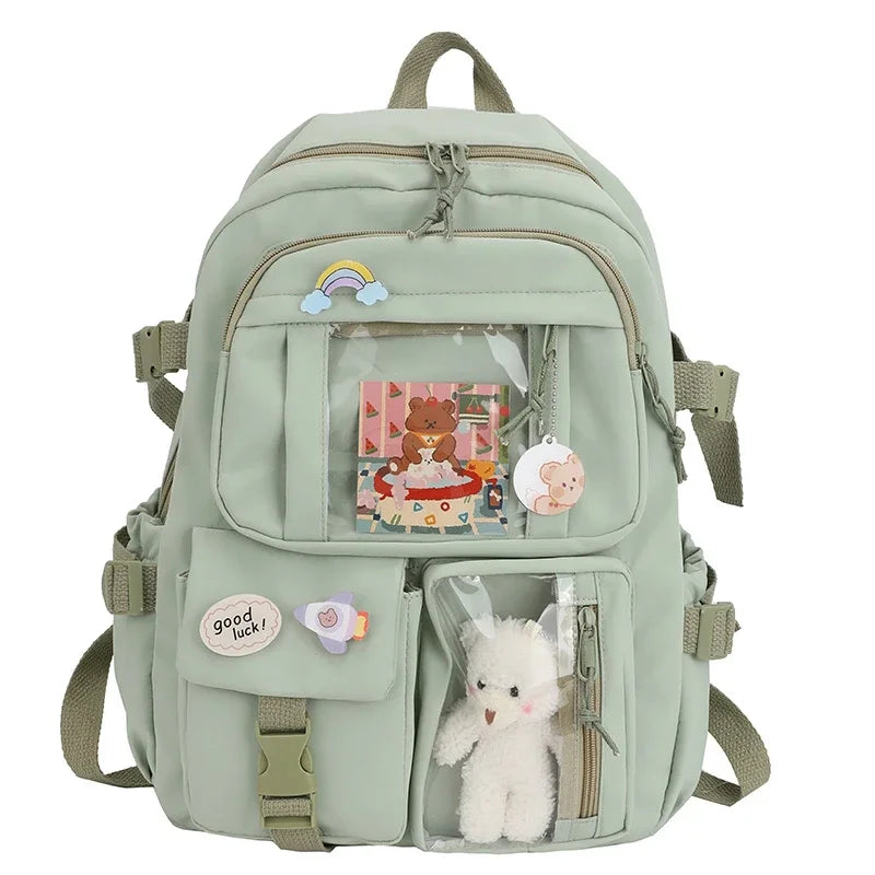 Colorblock School Backpack with Clear Display Pockets